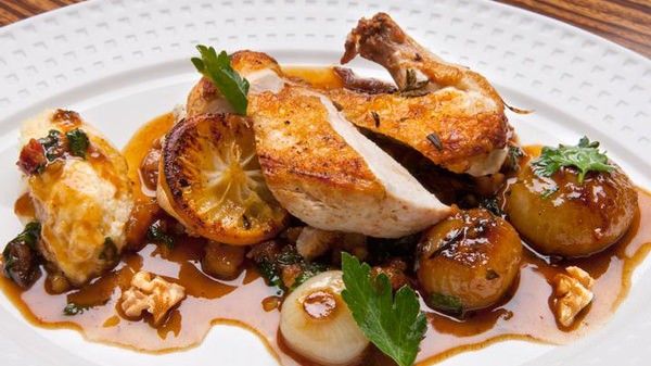 Roasted Chicken Breast with Walnuts, Dates and Olives