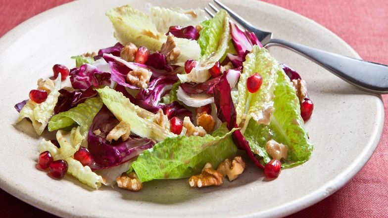 Radicchio Salad with Walnuts and Ginger-Pomegranate Vinaigrette