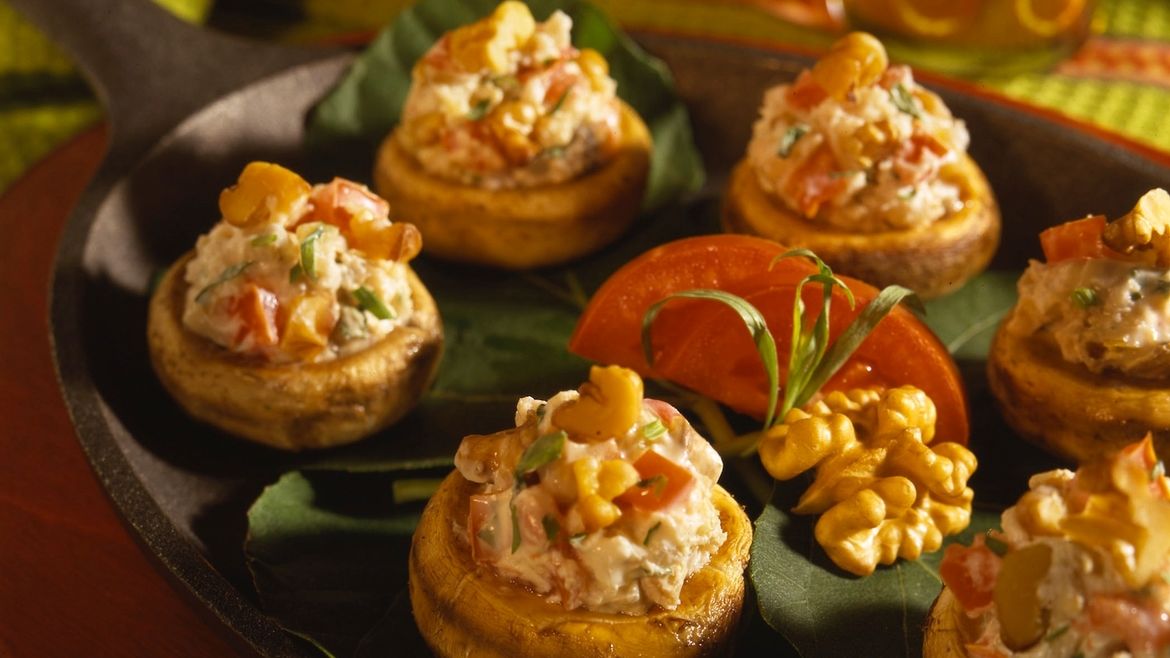 Nutty Stuffed Mushroom Caps