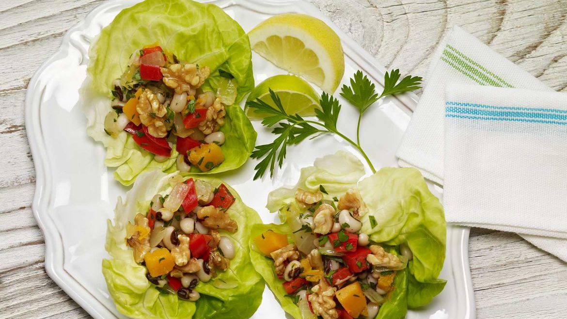 Black-Eyed Peas & Walnut Lettuce Wraps