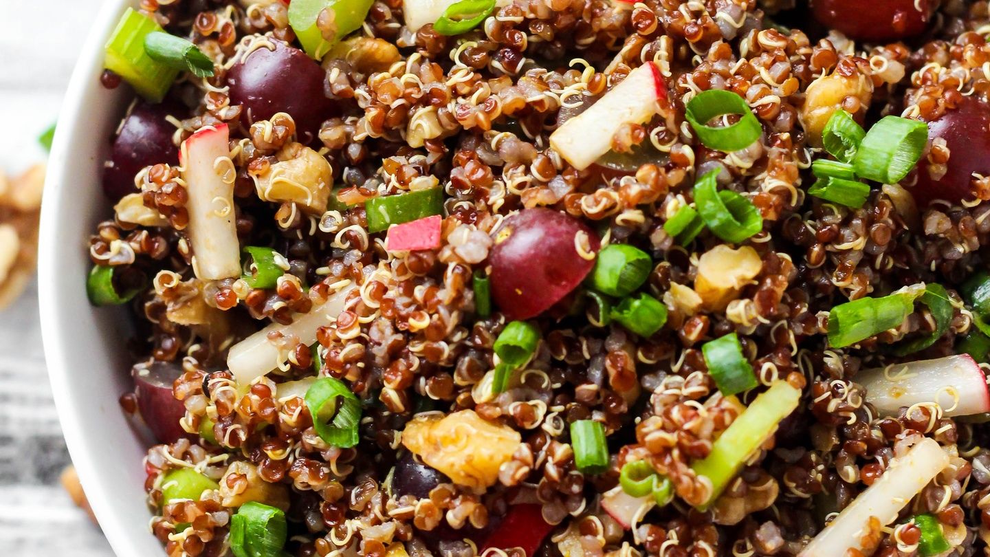 Curried Quinoa Salad with Grapes and Walnuts