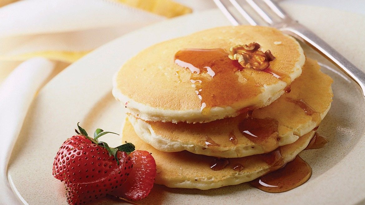 Banana-Walnut Pancakes with Fresh Fruit Medley