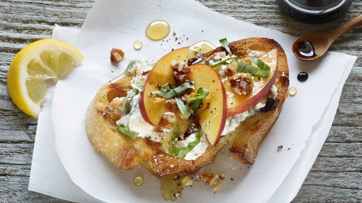 Ricotta-Walnut-Peach Bruschetta