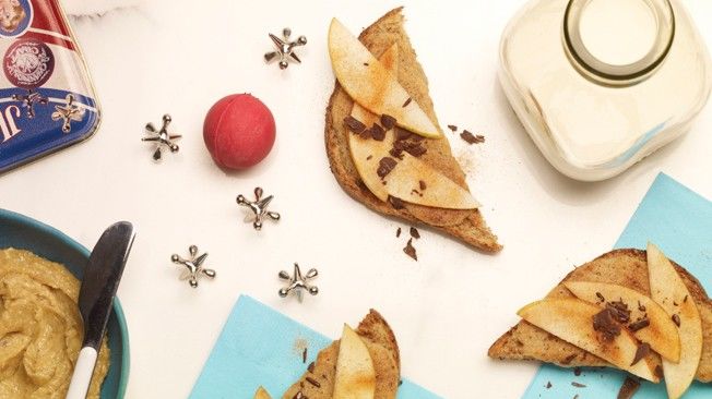 Walnut Frangipane, Pear and Chocolate Toasts