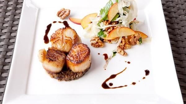 Seared Sea Scallops with Plum and Fennel Salad