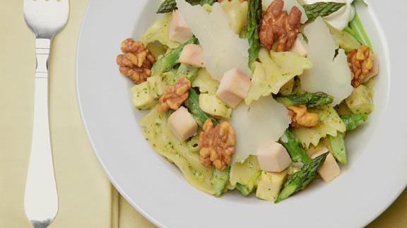Farfalle with Applewood Smoked Chicken and Walnut Pesto