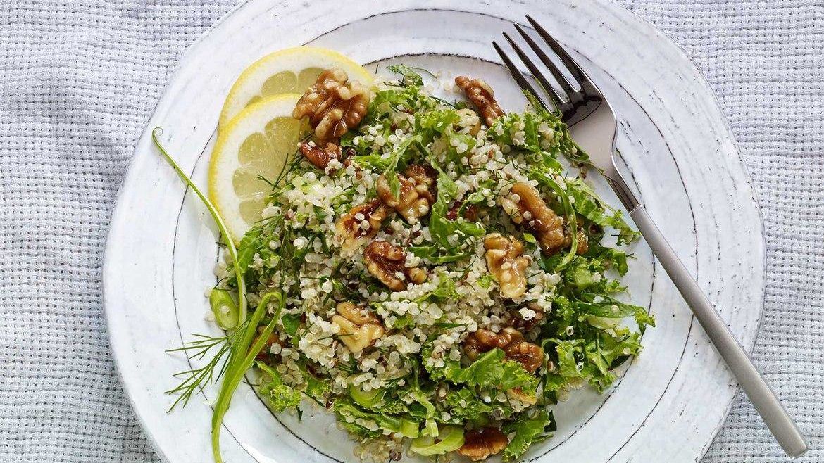 Toasted Walnut, Quinoa, Kale Salad and Lemon Vinaigrette