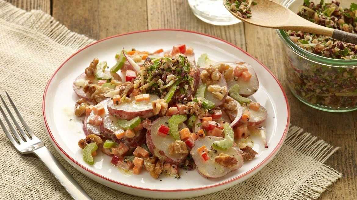 Walnut-Dotted Potato Salad with Walnut Gremolata