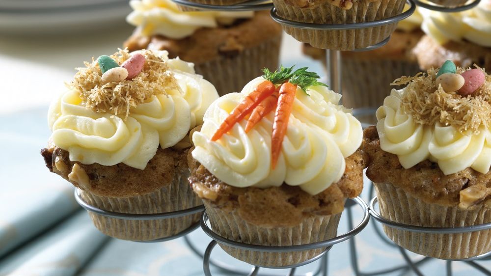 Carrot Walnut Cupcakes with Lemon Buttercream Frosting