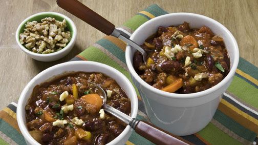 Brilliant Chili Topped with Walnuts
