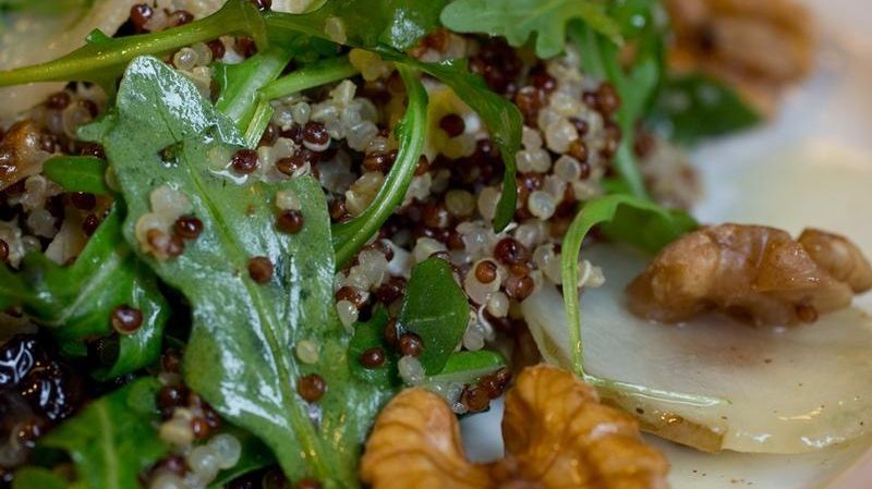 Quinoa Salad with Toasted Walnuts, Roasted Chicken and Dried Cherries