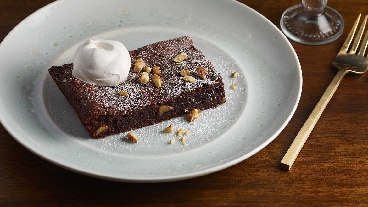 Chocolate Walnut Pavés with Nocino Scented Cream