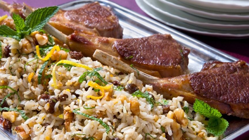 Spiced Basmati Pilaf with Walnuts and Raisins