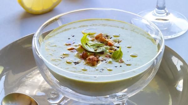 Chilled Zucchini, Walnut and Basil Soup