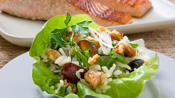Basmati Rice Salad with Walnuts and Grapes