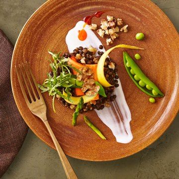 Beluga Lentils with Walnuts and Spring Vegetables Beluga Lentils with Walnuts and Spring Vegetables