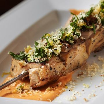 Grilled Chicken Kabobs with Roasted Red Pepper, Walnut Puree and Walnut Gremolata Grilled Chicken Kabobs with Roasted Red Pepper, Walnut Puree and Walnut Gremolata