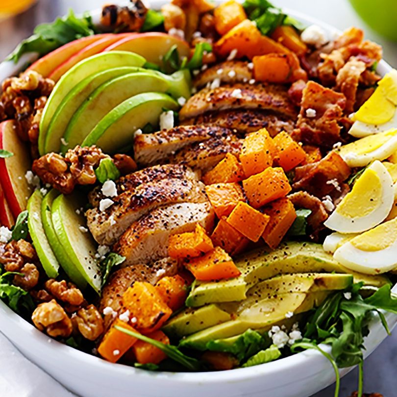 Harvest Cobb Chicken Salad with Honey Apple Cider Vinaigrette Harvest Cobb Chicken Salad with Honey Apple Cider Vinaigrette
