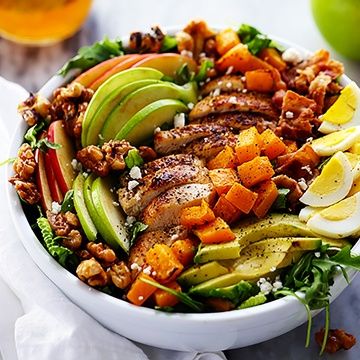 Harvest Cobb Chicken Salad with Honey Apple Cider Vinaigrette Harvest Cobb Chicken Salad with Honey Apple Cider Vinaigrette
