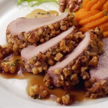 California Walnut-Crusted Pork Loin with Apple Maple Reduction California Walnut-Crusted Pork Loin with Apple Maple Reduction