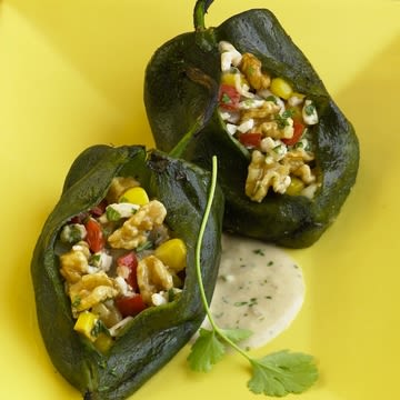 Corn & Mushroom Stuffed Chiles Rellenos Corn & Mushroom Stuffed Chiles Rellenos