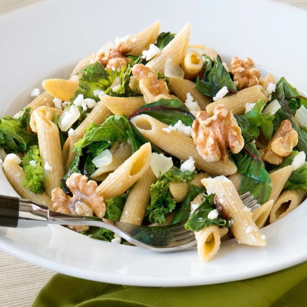 Penne with Wilted Greens, Feta and Walnuts Penne with Wilted Greens, Feta and Walnuts
