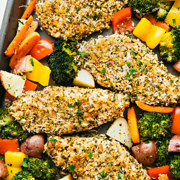 One Pan Crispy Walnut Herb Chicken and Vegetables One Pan Crispy Walnut Herb Chicken and Vegetables