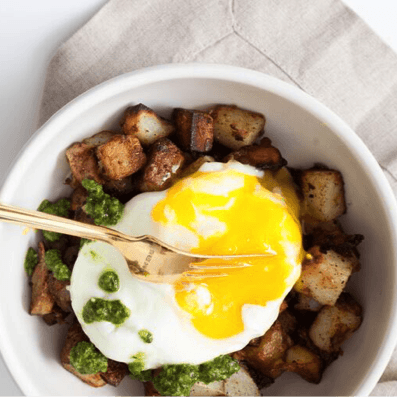Egg Hash with Basil Walnut Pesto Egg Hash with Basil Walnut Pesto