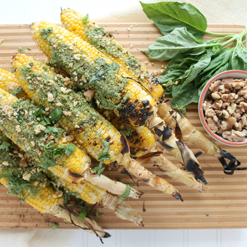 Grilled Corn with Walnut Pesto Grilled Corn with Walnut Pesto