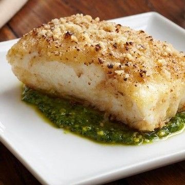 Crusted Halibut Fillets with Arugula Pesto Crusted Halibut Fillets with Arugula Pesto