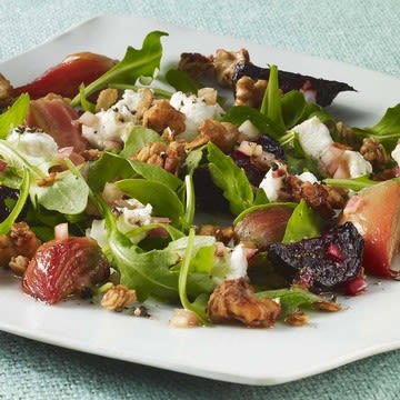 Baby Beet Salad with Chévre and Savory Caraway-Walnut Granola Baby Beet Salad with Chévre and Savory Caraway-Walnut Granola