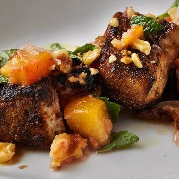 Grilled Mahi Mahi with Walnut and Peach Relish Grilled Mahi Mahi with Walnut and Peach Relish