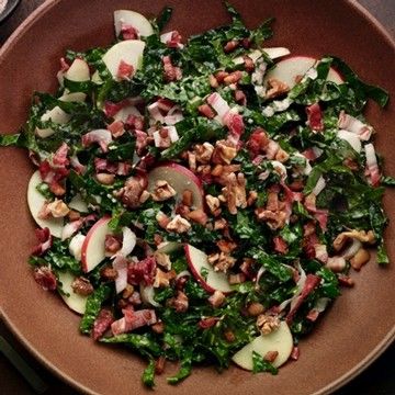 Kale, Apple, Pancetta, and Walnut Salad with Creamy Walnut Dressing Kale, Apple, Pancetta, and Walnut Salad with Creamy Walnut Dressing