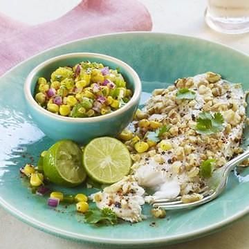 Walnut-Coated Fillets with Corn Salsa Walnut-Coated Fillets with Corn Salsa