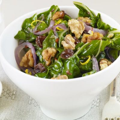 Video of Dark Leafy Greens with Caramelized Onion, Raisins and Maple Walnuts Video of Dark Leafy Greens with Caramelized Onion, Raisins and Maple Walnuts