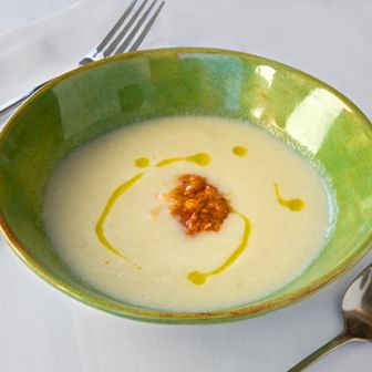 Celery Root Soup with Walnut Pepper Relish Celery Root Soup with Walnut Pepper Relish