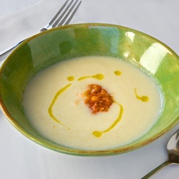 Celery Root Soup with Walnut Pepper Relish Celery Root Soup with Walnut Pepper Relish