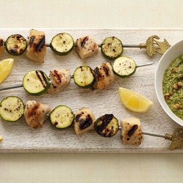Chicken Skewers with Walnut Skordalia Chicken Skewers with Walnut Skordalia