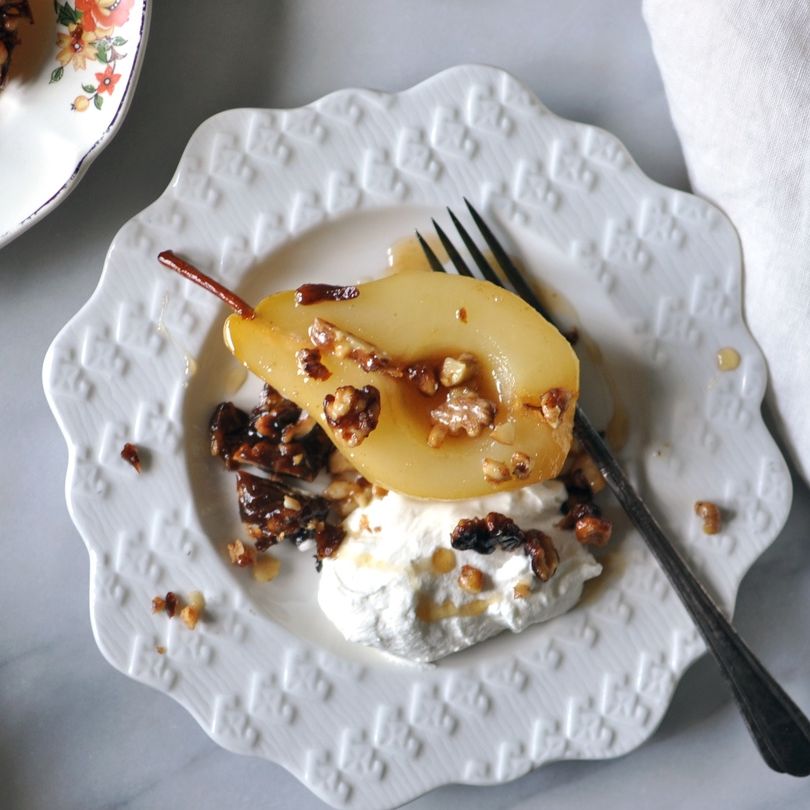 Cinnamon Roasted Pears with Walnut Brittle Cinnamon Roasted Pears with Walnut Brittle