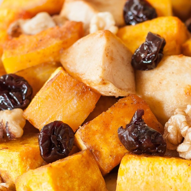 Roasted Butternut Squash with Apples, Tart Cherries and Walnuts Roasted Butternut Squash with Apples, Tart Cherries and Walnuts