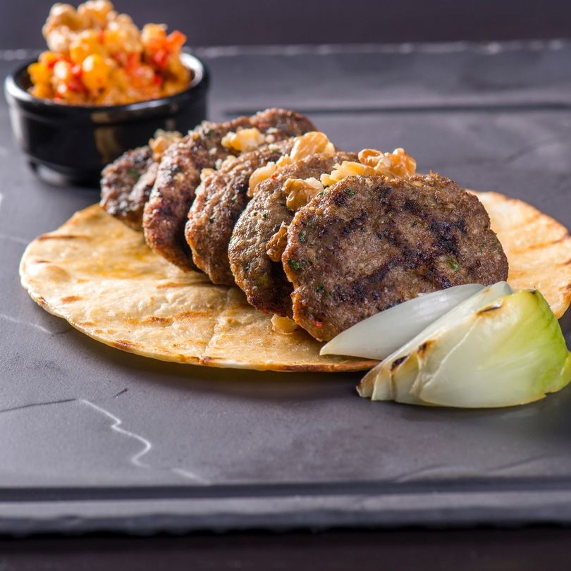 Turkish-Style Lamb Burgers with Walnut Sauce Turkish-Style Lamb Burgers with Walnut Sauce