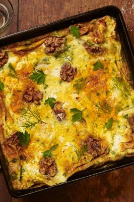Walnut and Feta Frittata with Gulf Shrimp