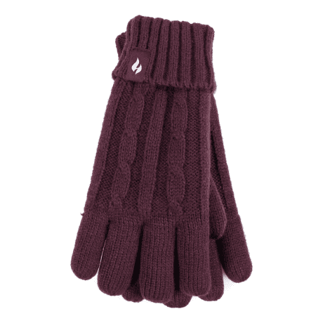 Heat Holders® Women’s Cable Knit Gloves - Deep Wine