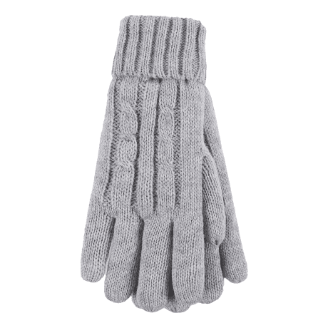 Heat Holders® Women’s Cable Knit Gloves - Cloud Grey Twist
