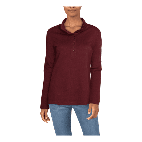 Natural Reflections® Women’s 10-Button Mock Turtleneck - Zinfandel