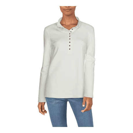 Natural Reflections® Women’s 10-Button Mock Turtleneck - Egret