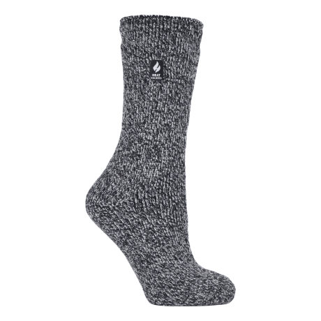 Heat Holders® Women’s Twist Crew Socks - Black/Light Grey