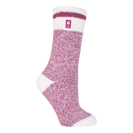 Heat Holders® Women’s Cream Block Twist Crew Socks - Berry