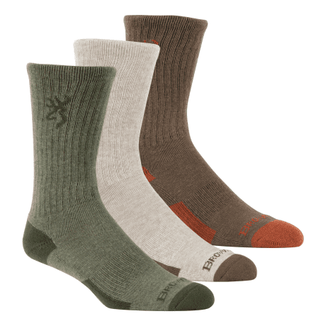Browning® Men’s Everyday Crew Sock – 3-Pack - Oatmeal/Loden Green/Beech