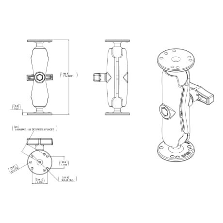 RAM® Double Ball Mount with Garmin Fish Finder #8-32 Hardware